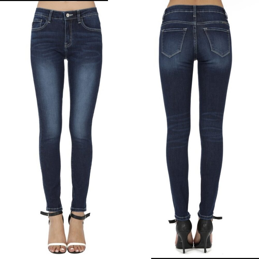 MID RISE SKINNY JEANS (DARK WASH)